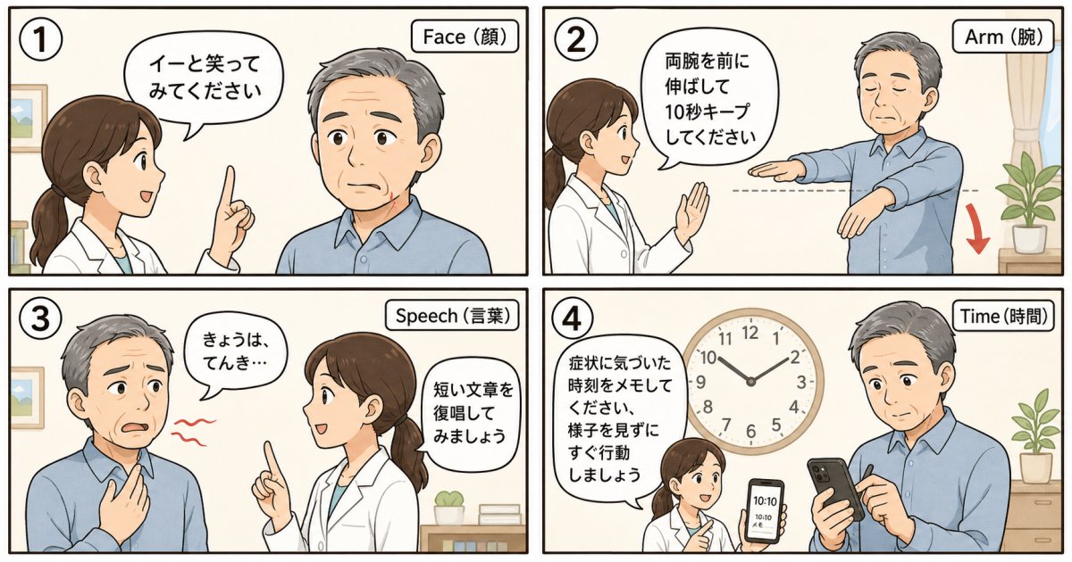 脳梗塞の初期症状を見逃さない「FAST」の基本チェック